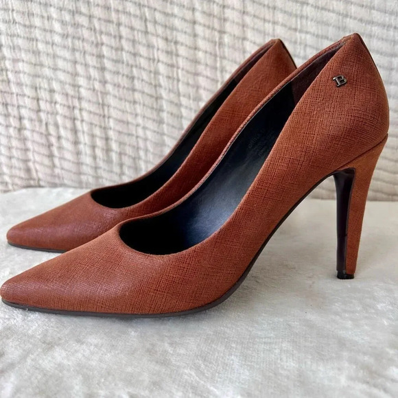 BOSI Womens Brown Woven Textured Slip‎ On Pointed-Toe High Heel Pump Size 39 - Picture 1 of 8